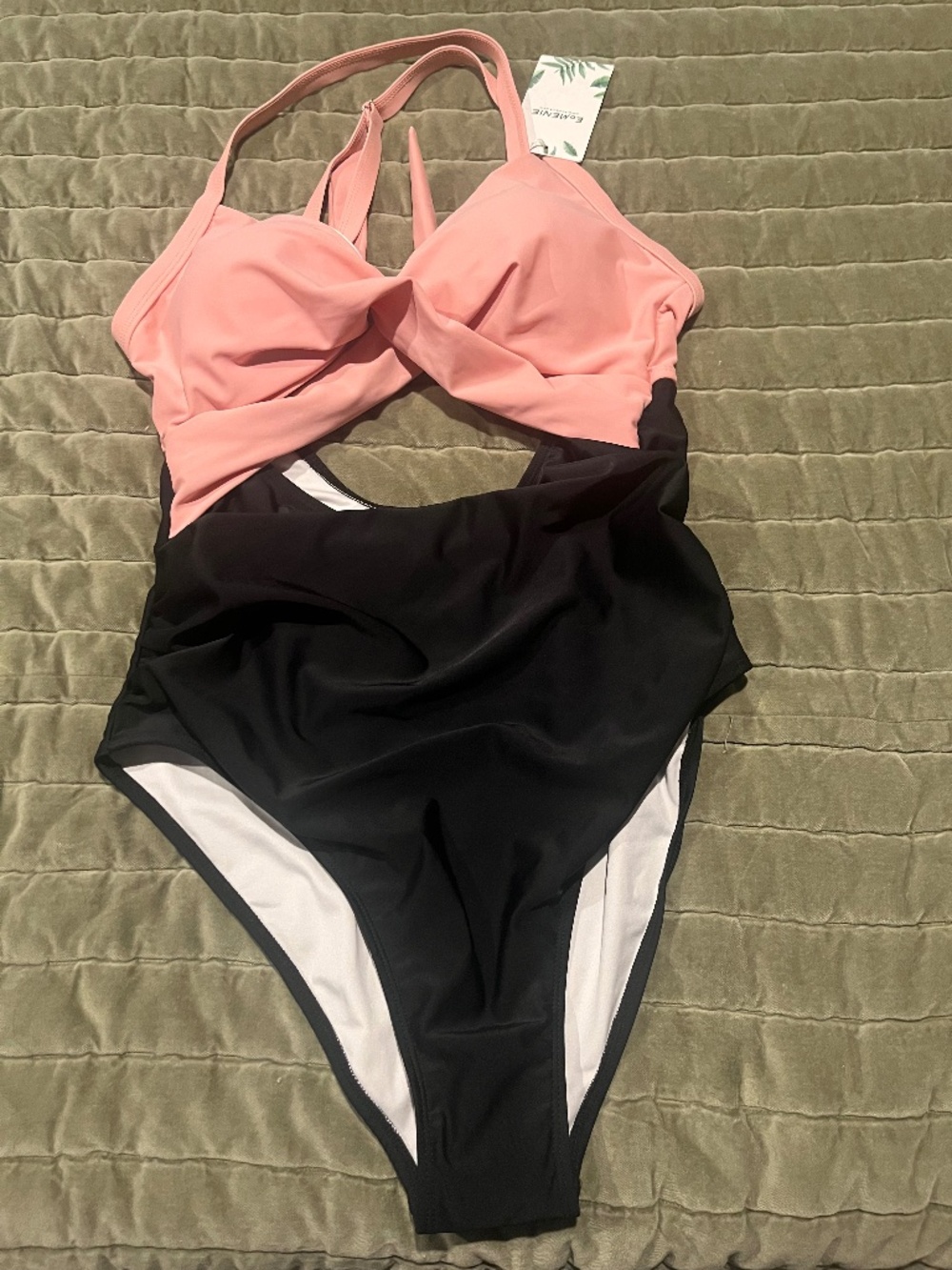 NWT EoMENIE Pink and Black Bathing Suit